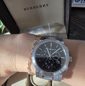 Authentic Burberry Black Face and Silver Men's Watch ( Unisex Watch )